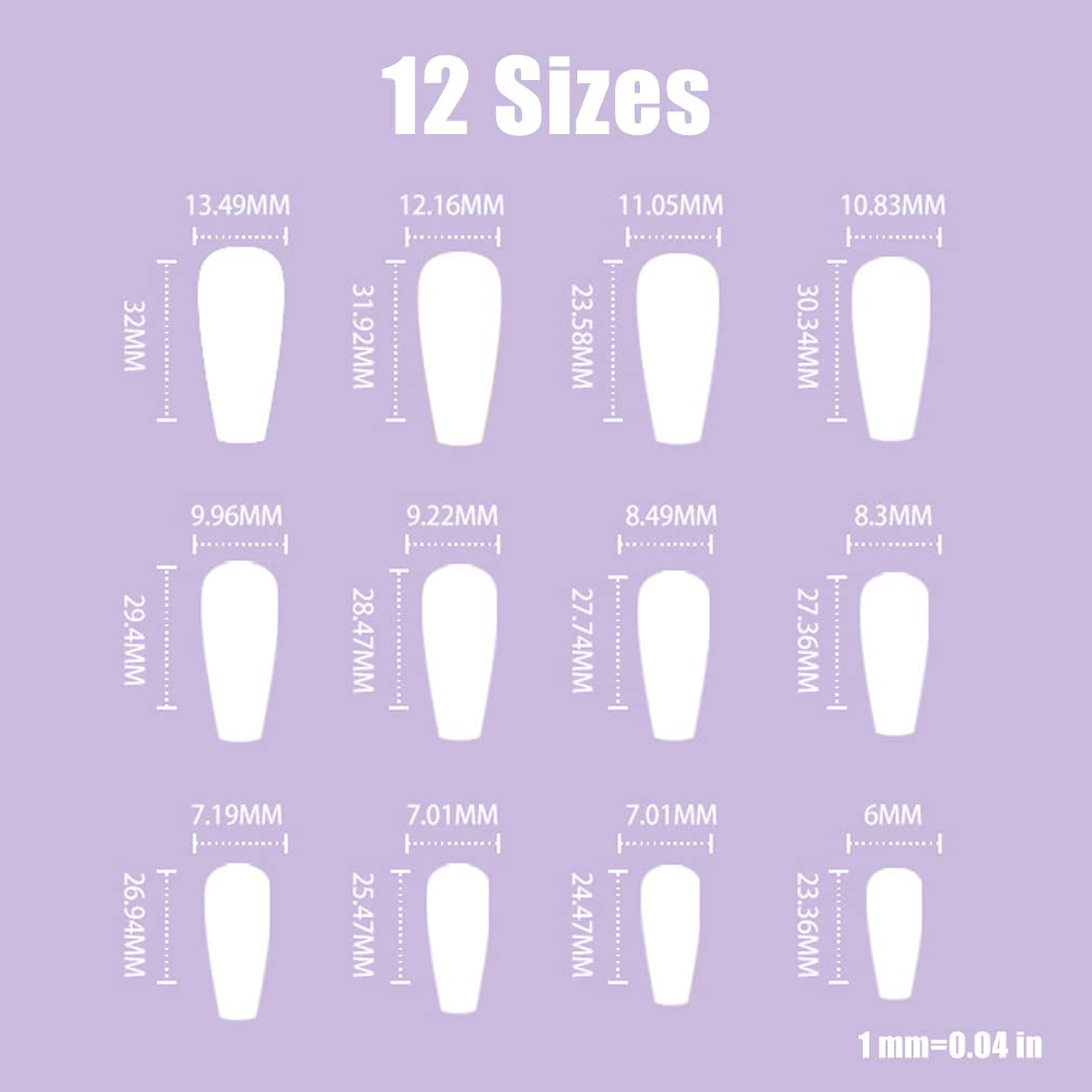 BABALAL Coffin Press on Nails Long Fake Nails Glossy Glue Nails Brown Fall Acrylic Nails Ballerina Manicure Stick on False Nails for Women and Girls - Image 6