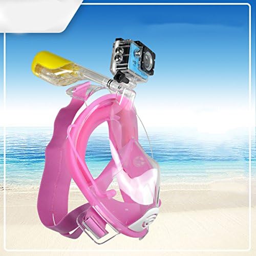 Snorkel Mask Full Face with Silicone Skirt SLAIYA Shock Resistant Tempered Glass Lens with Anti-Fog and Anti-Leak Design GoPro Snorkeling Mask For Adults (Pink, S/M)