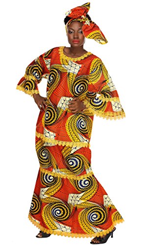 African Planet Women's Three Piece Afro-Centric Outfit Hourglass Skirt Buba Gele