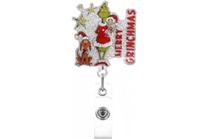 SHANRUN Christmas Funny Badge Reel,Cuff 'Em ID Name Work Badge Holder with Retractable Clip, Cute Gifts for Girls Women Suitable for Various Work Scenarios (Color G)