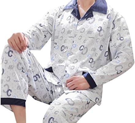 DressU Mens 2 Piece Set Fashion Stitching Cotton Pajama Sleepwear Set 1 2XL