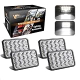 4PCS Partsam 4x6 LED Headlights Sealed Beam 6x4 Conversion Kit H4651 H4666 H4656 Compatible with Kenworth KW 900/Peterbilt 379/Ford Truck/Chevy K10 K20 Van RV Camper Headlamp Assembly