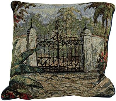 Porta Celeste Gate Tapestry Throw Pillow. Home Decor By Artist Enrique Bolo. Made In The USA. 17 X 17 Inch