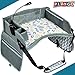 [2019 New] Premium Kids Travel Tray Bonus Reading Light Clip | Car Seat Activity Tray | Waterproof, Food & Snack Tray | Smartphone/Tablet/Cup Holder | Back Seat Organizer | Padded/Portable