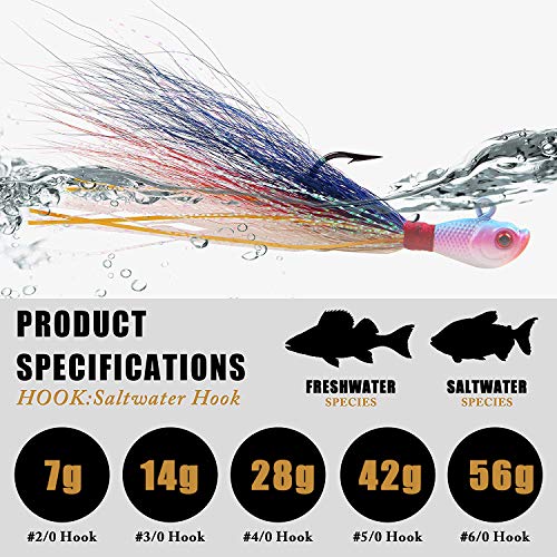 OROOTL Bucktail Jig Angelköder Set, Blinker Angeln Gewichte Köder Fischköder Mischfarbe für Barsch Hecht Forelle Wels 7g… – Bild 4