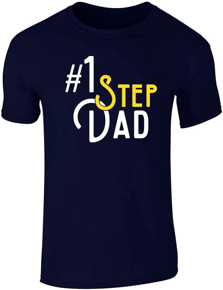 1 Step Dad Stepfather Father's Day Navy Blue 3XL Graphic Tee TShirt for Men Clothing