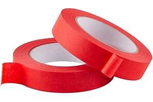 Lichamp 2 Pack Red Painters Tape 1 inch, Red Masking Tape 1 inch x 55 Yards x 2 Rolls (110 Total Yards)