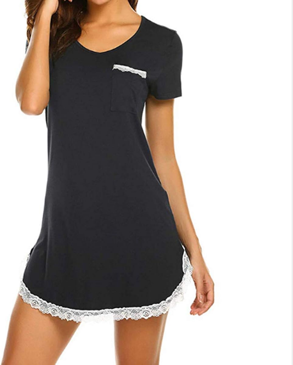 MINTLIMIT Nightshirt Short Sleeve Long Sleeve Nightdresses Round Neck