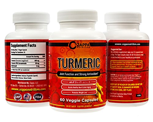 Turmeric Curcumin with BioPerine - 650 mg High Potency Healthy Joint Function, Pain Relief, Healthy Heart, Anti-Aging and Strong Antioxidant Gluten Free. Made in USA in a FDA Registered Facility Turmeric Curcumin with BioPerine - 650 mg High Potency Healthy Joint Function, Pain Relief, Healthy Heart, Anti-Aging and Strong Antioxidant Gluten Free. Made in USA in a FDA Registered Facility