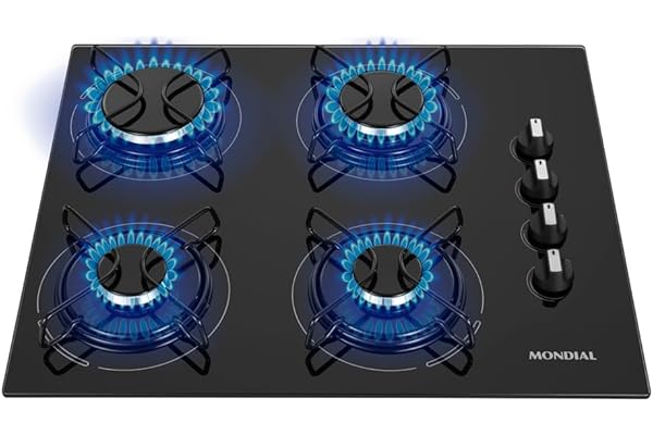 MONDIAL Cooktop a Gás, 4 Bocas, Preto/Inox, Bivolt - CTG-01