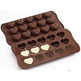 VITAPREP Silicone Heart Chocolate Mold 2 Pack - 15-Cavity Dimpled Heart Candy Molds for Valentine's Day, Wedding, Jelly, Ice Cube & Wax Melts | Food-Grade Flexible Trays
