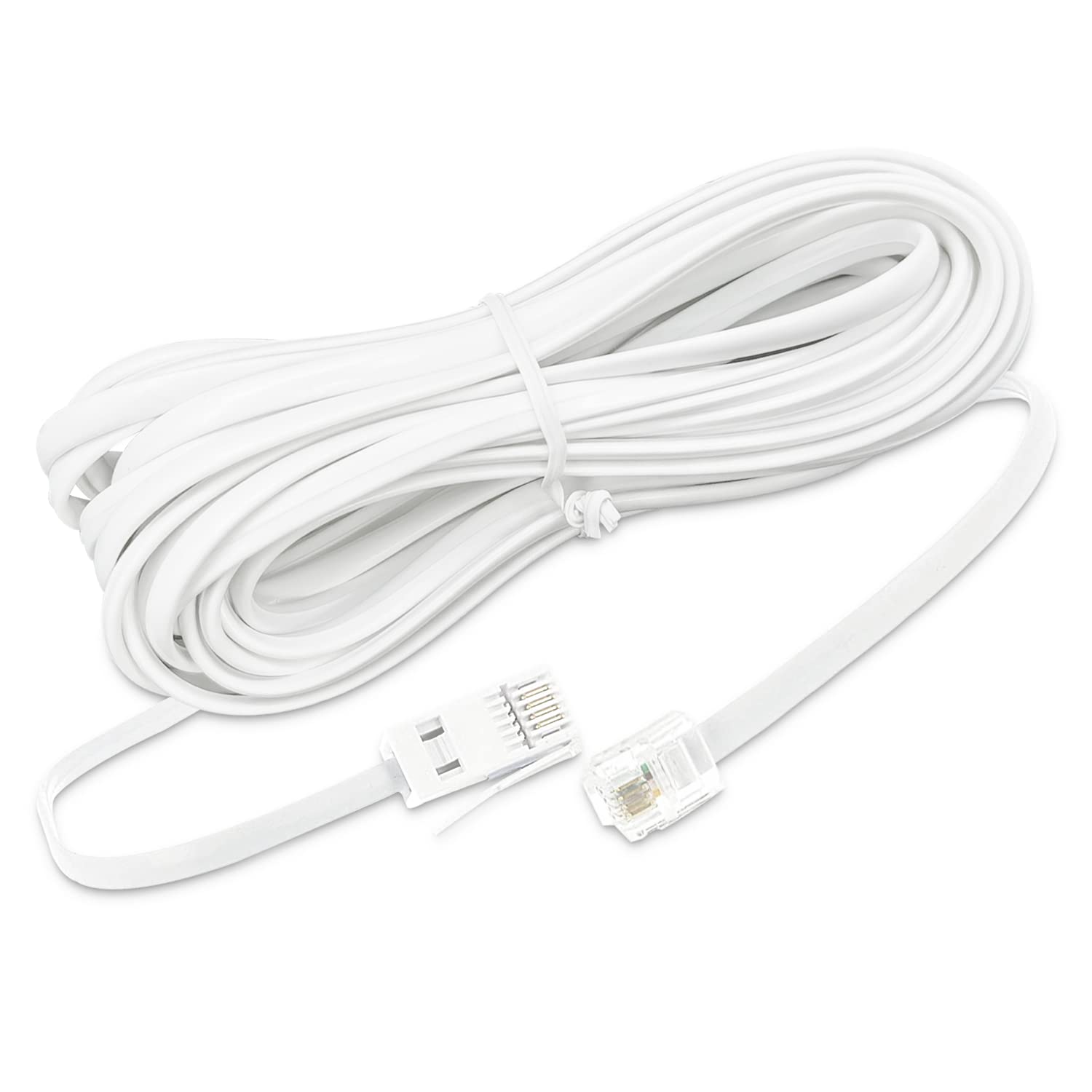 MAOZHOU Telephone Cable,5m BT BS6312 Plug to RJ11 ADSL Modem Male Plug Cable,White Extension Lead for Landline, Modem, Fax