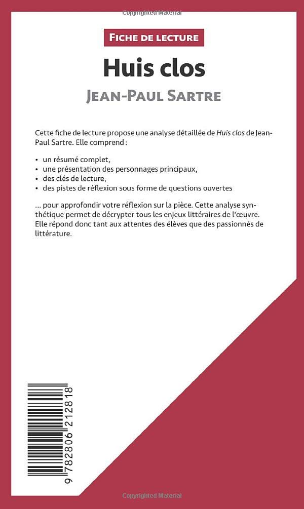 Huis Clos De Jean Paul Sartre Fiche De Lecture Resume Complet Et Analyse Detaillee De L Oeuvre Amazon Fr Lepetitlitteraire Aa Livres