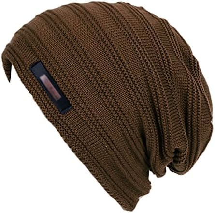Eianru Men's New Hats Thick Soft Lined Knit Skull Cap Winter Beanies Hat,Coffee