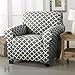 Home Fashion Designs Printed Twill Recliner Slipcover. One Piece Stretch Recliner Cover. Strapless Recliner Cover for Living Room. Brenna Collection Slipcover. (Recliner, Charcoal)