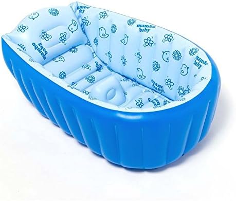 YOSIL Baby Bath Tub, Summer Baby Inflatable Tub, Portable Travel Inflatable Tub, Thick Baby Toddler Bathtub Shower Seat Bath Suit 0-3 Years Baby Big Size 35.43x17.72x11.02 inches (Inflated) (Blue)