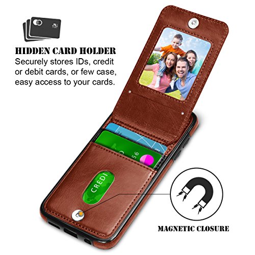 image for Galaxy S7 Edge Case, SAMONPOW Faux Leather Cover with Back Flip Featur