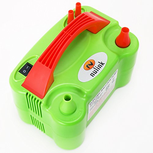 NuLink Electric Portable Dual Nozzle Balloon Blower Pump Inflation for Decoration, Party, Sport [110V~120V, 600W, Green]