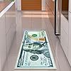 Machine Washable $100 Bill Design Non-Slip Rubberback 22×53 Modern Runner Rug for Hallway, Kitchen, Bedroom, 22″ x 53″, Multicolor