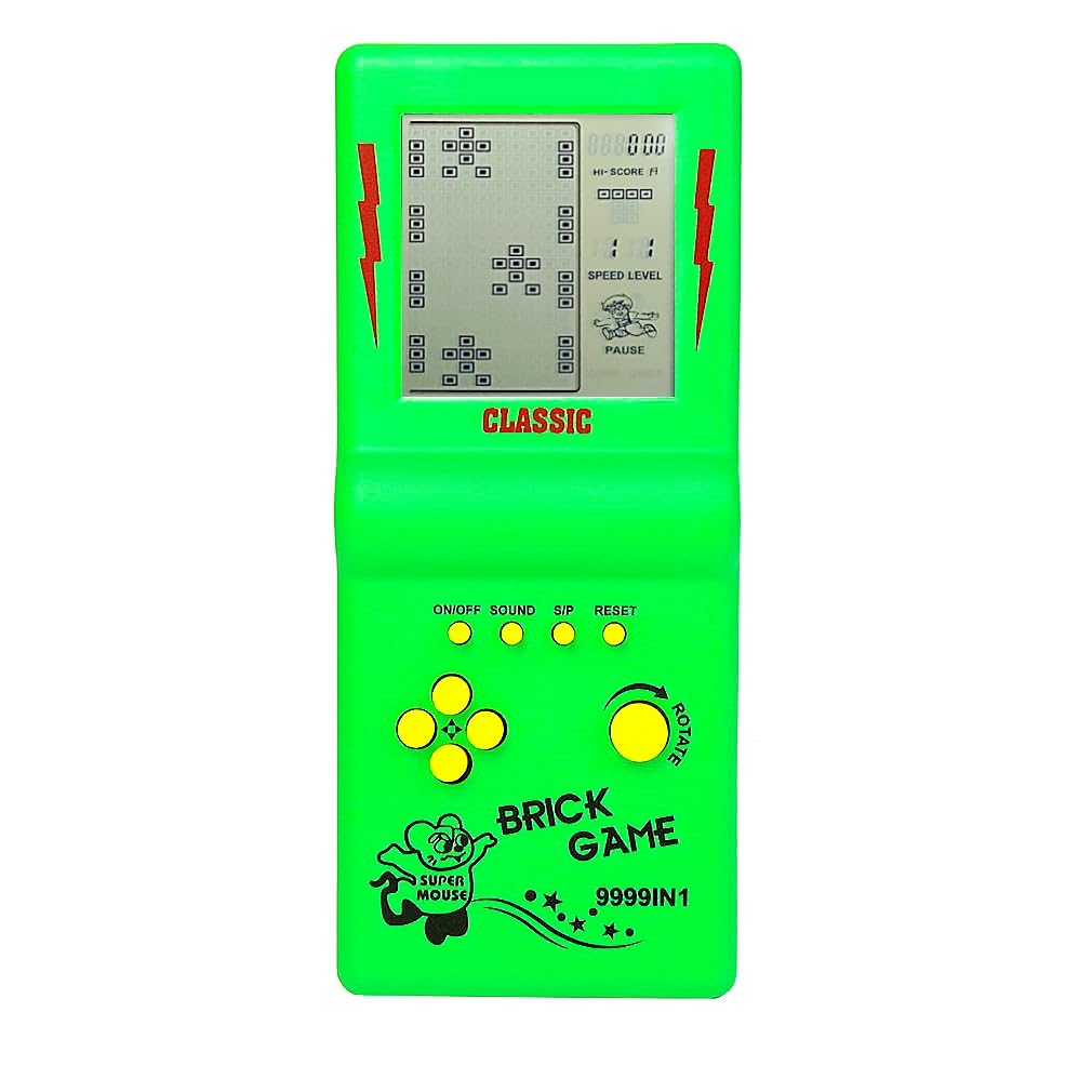 HLF 3.5-inch Large Screen Retro Brick Game Console for the 80s/90s Building Block Game Racing/Tank Game Built-in 23 Classic Games Nostalgic Puzzle Children's game console (Green) — image 1