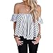 BOBIBI Women's Off Shoulder Stripe Casual Blouse Shirt Tops