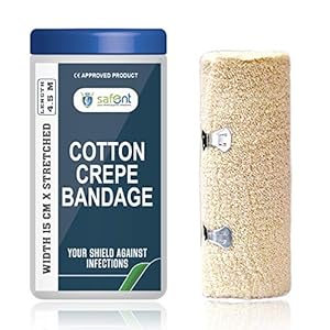 safent SAFE0048-SET-1 Cotton Crepe Bandage – 6 Inch – (15Cm*4.5M) (Set of 1) (Beige)