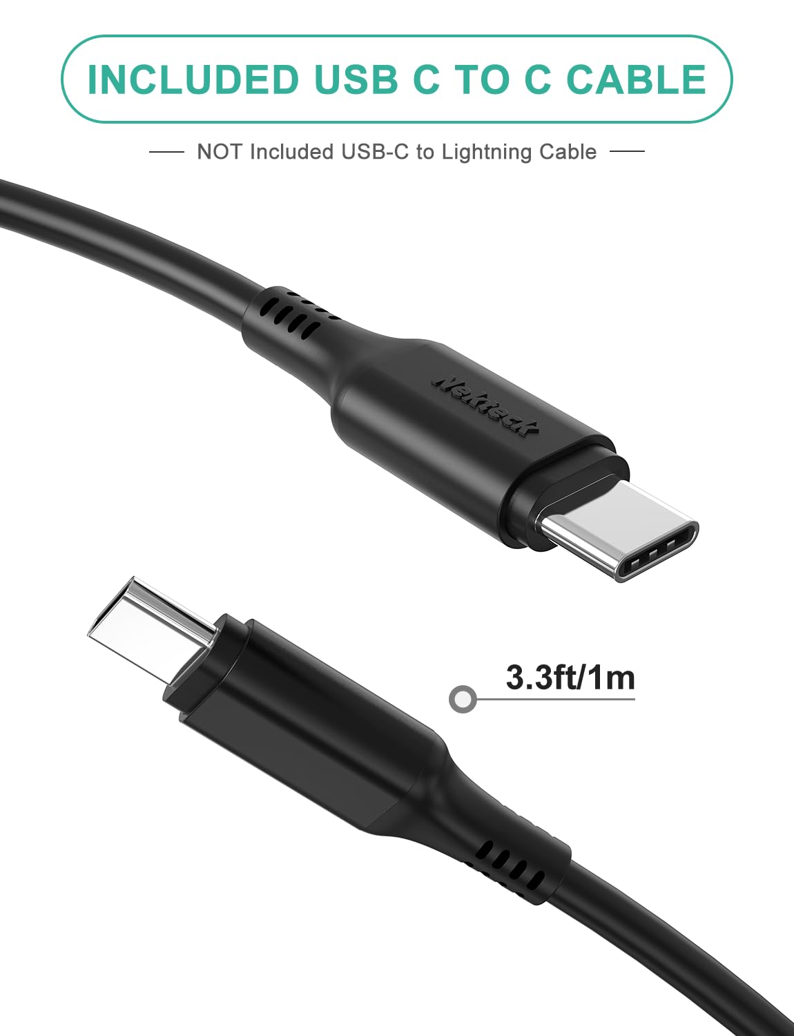 Type C Car Charger, Nekteck USB Adapter with 45W Power Delivery and 12W A Port Compatible with iPhone, iPad, MacBook, Galaxy, Google Pixel, 3.3ft Cable Included, NOT Ideal for Note10+PPS