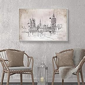 Framed Canvas Wall Art for Living Room, Bedroom Elizabeth Tower Sketch Canvas Prints for Home Decoration Ready to Hang - 16x24 inches