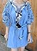 R.Vivimos® Women's Tassel Embroidered Short Dresses with Belt Blue
