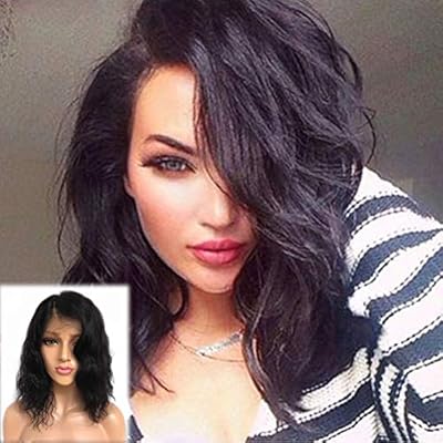 Body Wave Human Hair Lace Front Wigs For Black Women 12 Inch With