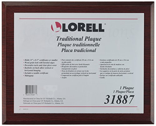 Lorell Award-A-Plaque, 8-1/2x11 Inches, Mahogany