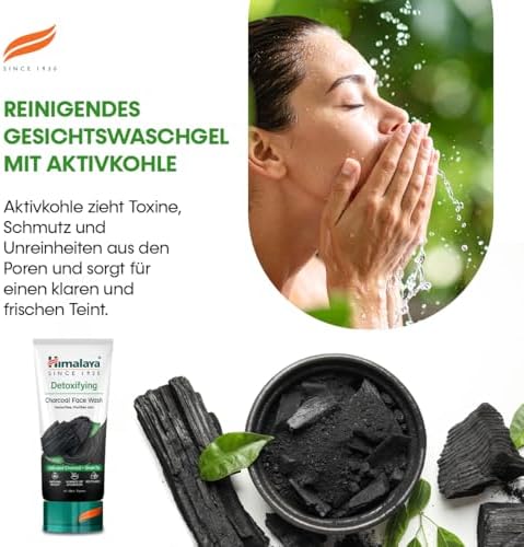 Detoxifying Charcoal Face Wash with the Goodness of Green Tea and Coconut Charcoal Powder, Removes Dirt and Purifies the Skin, Leaving It Clean and Refreshed - 150 ml
