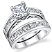1 Carat Radiant Cubic Zirconia CZ Sterling Silver 925 Wedding Engagement Ring Band Set 6