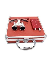 3.5 x 420 mm Distancia de Trabajo de Trabajo quirúrgico Binocular Loupes vidrio Óptico con LED Cabeza Lámpara De Luz + Aluminio Box Rojo
