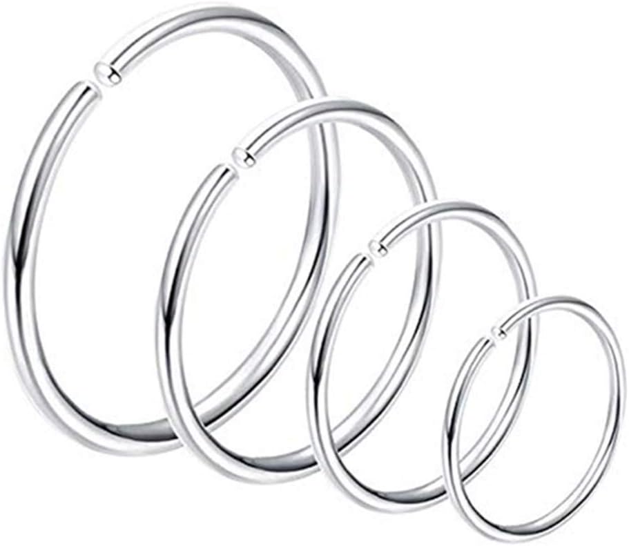 MOONQING Nose Hoop Ring Titanium Steel Body Jewelry Piercing Lip Ring Hoop Earring,Steel Color