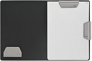 LHiDS Magnetic Business Portfolio Lite Resume Padfolio Organizer with Clipboard, Paper Clip, Writing Pad, Pen/Card Holder, Magnetic Closure for Work, School and More (Grey, A4/Letter)