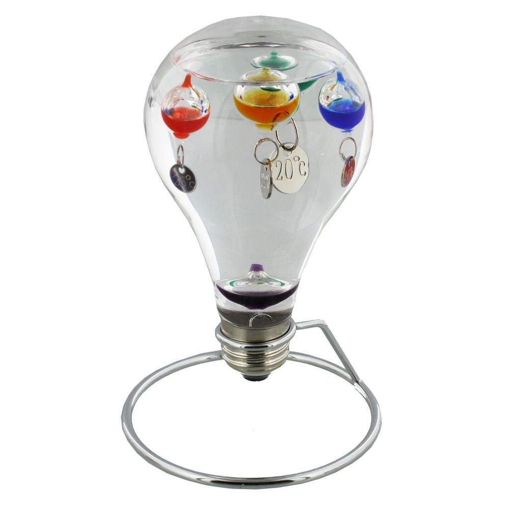 Light Bulb Shaped Galileo Thermometer on Metal Stand by Wm Widdop G148