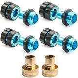 PLG Garden Hose Quick Connect Fittings,Male and Female Hose Connector Adapter,4 Set with 2 Faucet Fittings