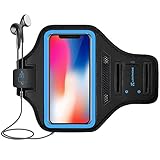 iPhone X Armband - LOVPHONE Sport Running Exercise Gym Sportband Case for iPhone X Armband,Fingerprint Sensor Access Supported, with Key Holder & Card Slot,Water Resistant and Sweat-proof(Blue)