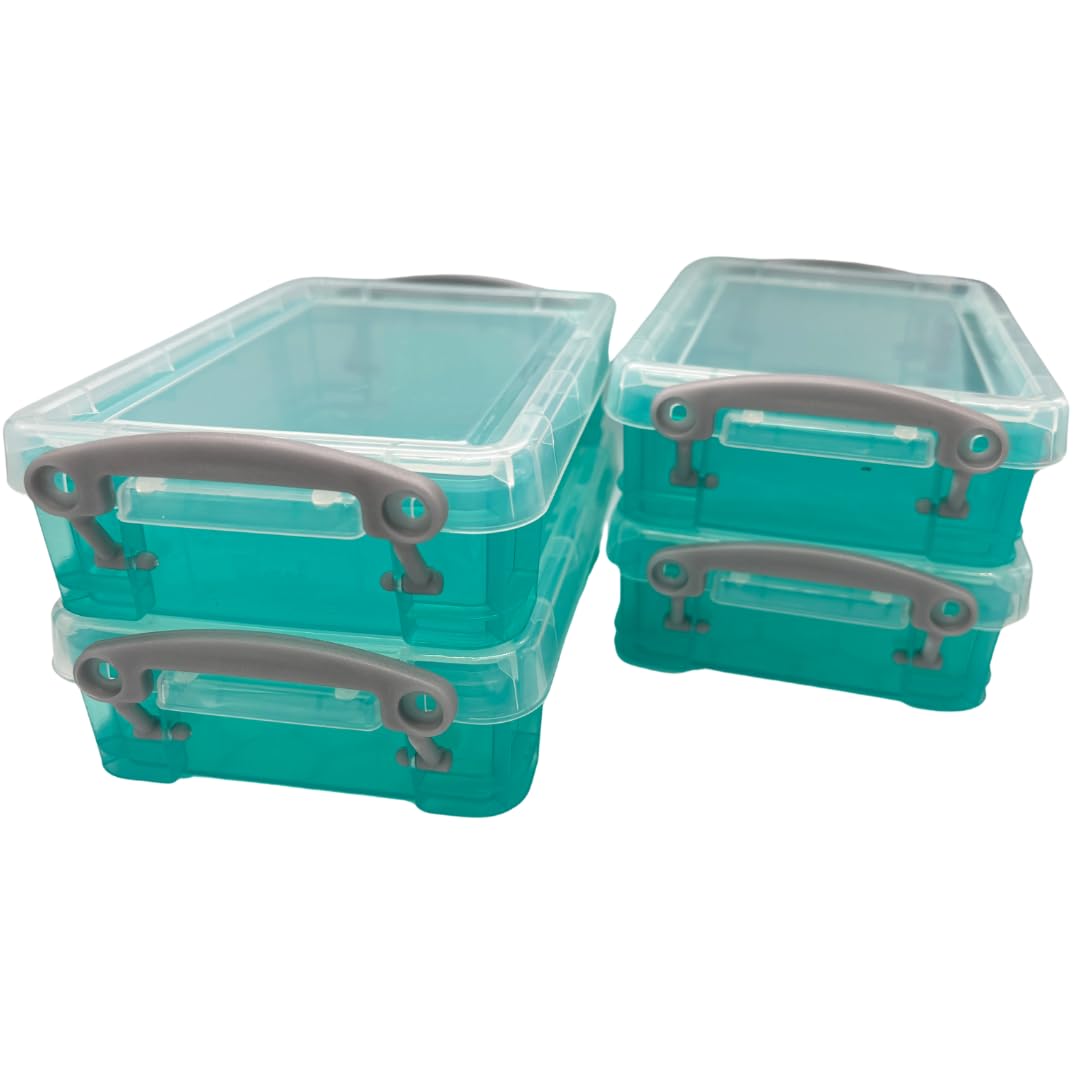 Generic Really Useful Plastic Storage Box 0.35 Litre (Pack of 4) (Aqua)