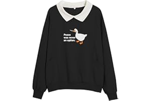 KIEKIECOO Cute Duck Sweatshirts with Pocket No Hood for Teens Girls Fashion Kawaii Graphic Design Trendy Long Sleeve Clothing