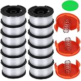 TOPEMAI AF-100 Spool Compatible with Black & Decker AF-100-3ZP 0.065" String Trimmer Line Replacement for GH900 GH600 String Trimmer (12 Spools + 3 Caps and Springs)