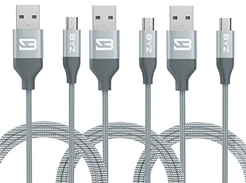 TOBETB 3 Pack 4ft Micro USB Charging Cable for Android Device Grey