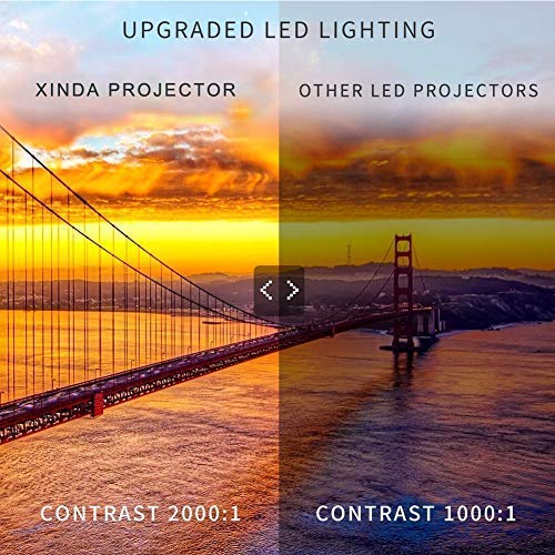 Projector(2019 Upgraded) XINDA 2000 Lumens Video Projector with 170" Display 50,000 Hours LED Full HD Video Projector,Compatible with HDMI, VGA, USB, AV, SD for Home Theater ...