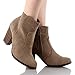 Breckelle's Heather-34W Faux Suede Chunky Heel Synthetic Ankle Boots for Women Beige Suede 8