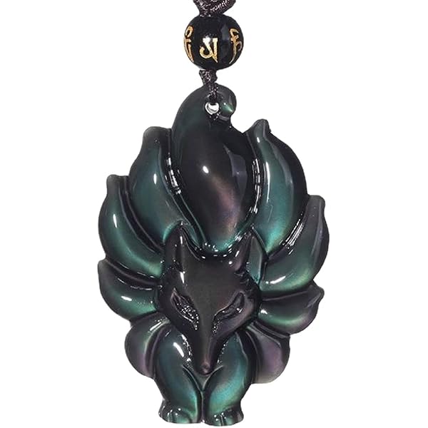 Wizock Red Agate & Black Obsidian Fox Necklace For Women - Adjustable 16-23 Inch Healing Crystal Animal Pendant - View #3
