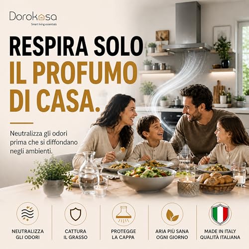 Universal Cooker Hood Filter with Activated Carbon 40 x 100 cm | Anti-Odour Grease Cloth Can Be Cut Out | Filters for Recirculating Cooker Hood | Compatible with All Extractor Hoods | Made in Italy