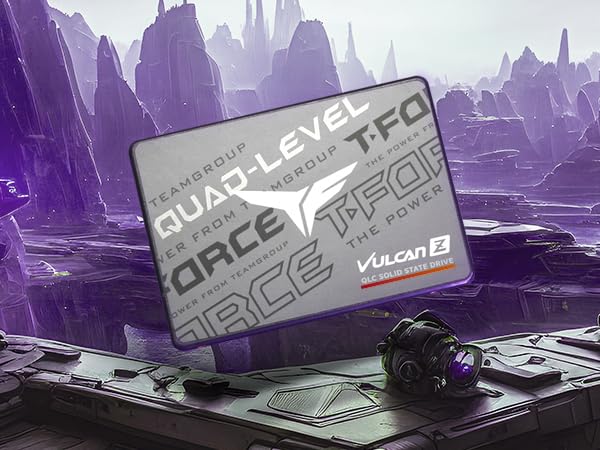 TEAMGROUP T-Force Vulcan Z 1TB SLC Cache 3D NAND QLC 2.5 Inch SATA III Internal Solid State Drive SSD (R/W Speed up to 550/470 MB/s) T253TY001T0C101