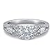 BERRICLE Rhodium Plated Sterling Silver Solitaire Promise Engagement Ring Set w/Swarovski Zirconia Round
