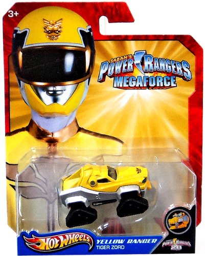 Hot Wheels Power Rangers Megaforce 1:50 Die Cast Car Yellow Ranger Tiger Zord